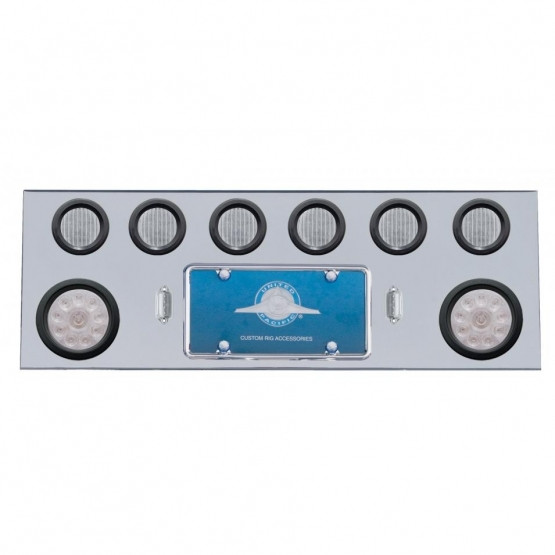 SS Rear Center Panel With 2X 10 LED 4" Lights & 6X 13 LED 2.5" Lights -Red LED/Clear Lens