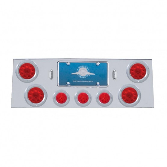 SS Rear Center Panel With 4X 10 LED 4" Light & 3X 13 LED 2.5" Beehive Light+Bezel -Red LED & Lens