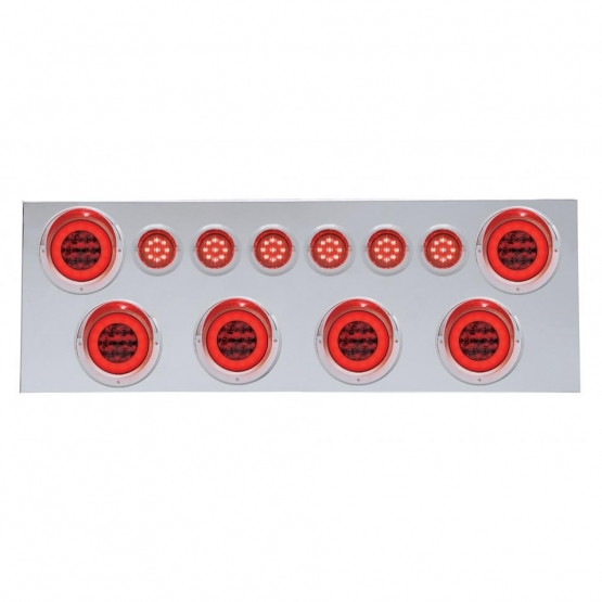 SS Rear Center Panel With 6X 21 LED 4" GloLight & 6X 9 LED 2" GloLight & Visor-Red LED & Lens
