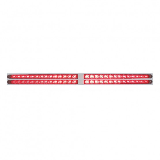 Chrome Top Mud Flap Plate With Four 14 LED 24" Light Bars - Red LED/Red Lens (Each)