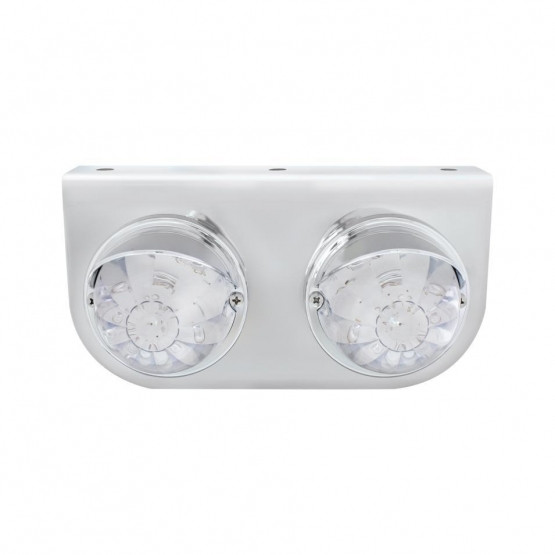 SS Light Bracket With 2X 17 LED Dual Function Watermelon Lights & Visors - Amber LED/Clear Lens