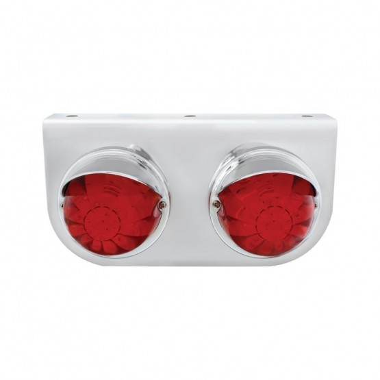 Stainless Light Bracket With 2X 17 LED Watermelon Lights & Visors - Red LED/Red Lens