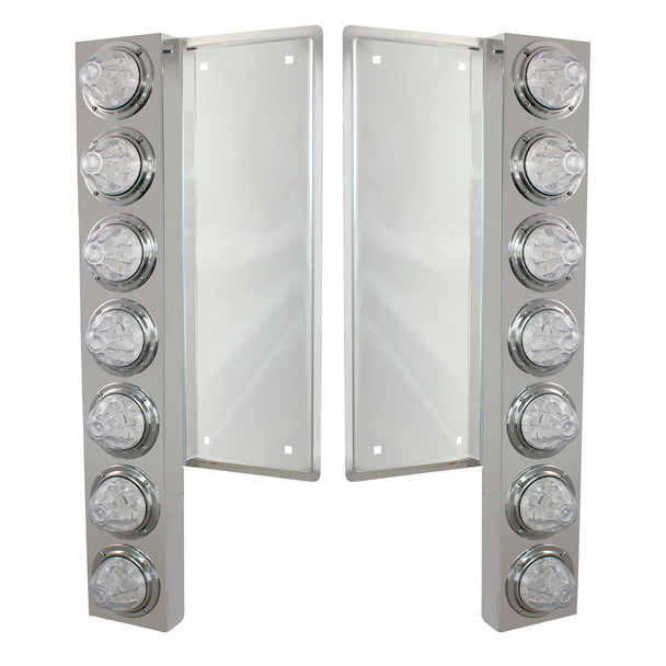 FL SS Front Air Cleaner Bracket With 12X 11 LED Watermelon Lights & Bezels -Amber LED/Clear Lens