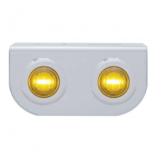 Stainless Light Bracket With 2X 3 LED 3/4" Mini Lights - Amber LED/Amber Lens