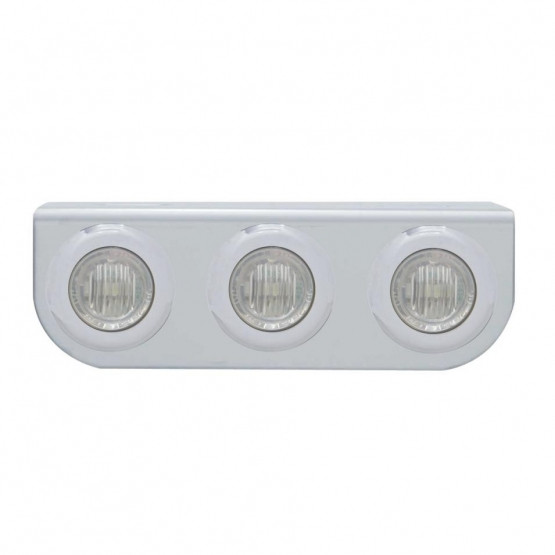 Stainless Light Bracket With 3X 3 LED 3/4" Mini Lights - Red LED/Clear Lens