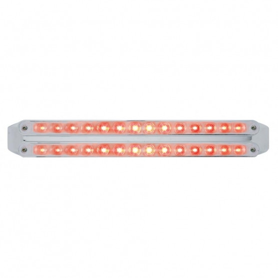 Dual 14 LED 12" Light Bars (Stop, Turn & Tail) - Red LED/Chrome Lens