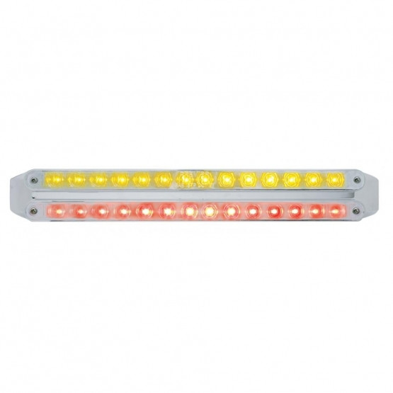 Dual 14 LED 12" Light Bars - Amber & Red LED/Chrome Lens