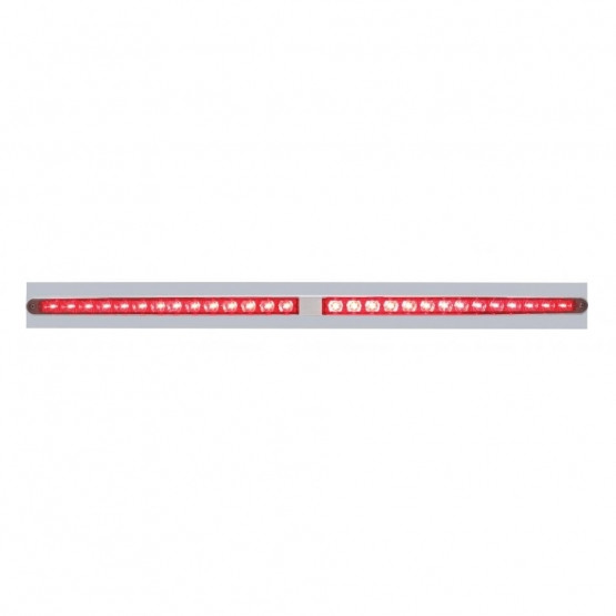 Chrome Top Mud Flap Plate With Two 14 LED 24" Light Bars - Red LED/Red Lens (Each)