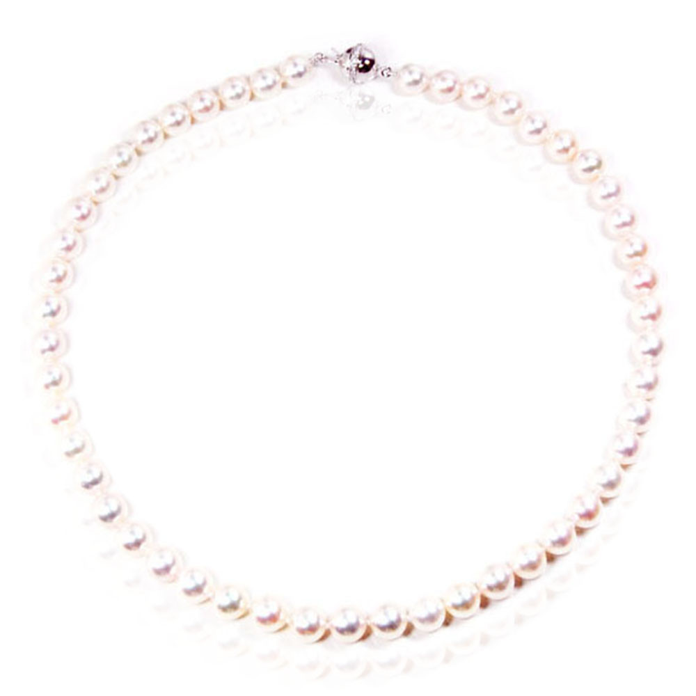 Akoya Cultured Pearl 18K White Gold Double Strand Necklace - Kennedy