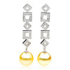 GE095 (AAA 13mm Australian Golden South Sea Pearl Earrings and Diamond )