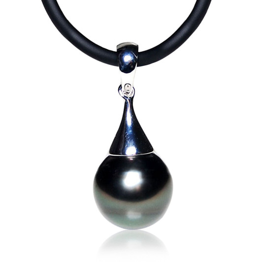 TP113a (AA 12mm Tahitian Black pearl Pendant  in Silver )
