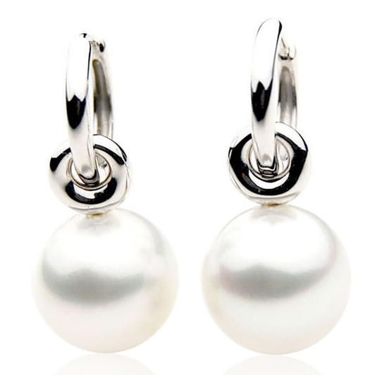 SE035-1 ( AAA 9.8-10 mm Australian South Sea Pearl Earrings 18k White Gold )