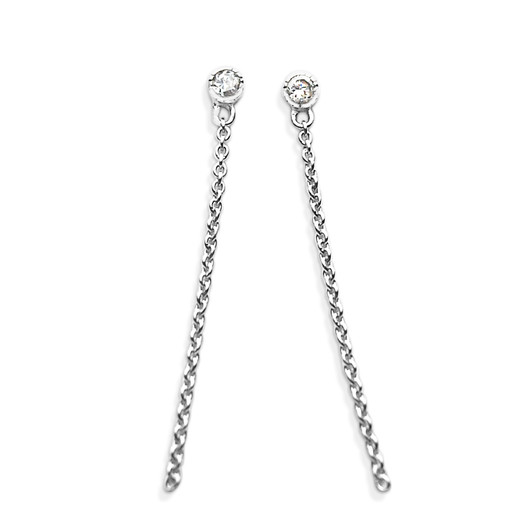 ECZ01 (Stud Earrings With Cubic Zirconia In 18K White Gold Plated On Italy Silver earrings )