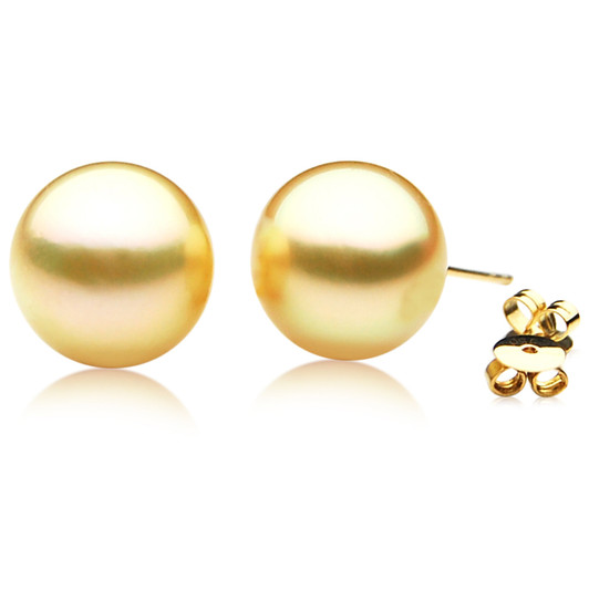 GE072 (AAA 13mm Australian Golden South Sea Pearl Earrings)