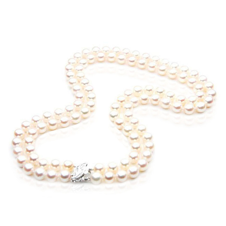 AN029 (AAA 7.5-8mm Japanese Akoya Saltwater Pearl Necklace diamond clasp)