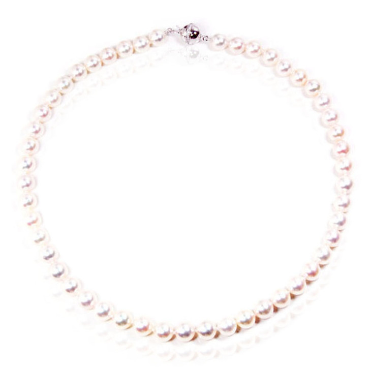 AN033 (AAA 8.5-9mm Japanese Akoya Saltwater Pearl Necklace  diamond clasp)