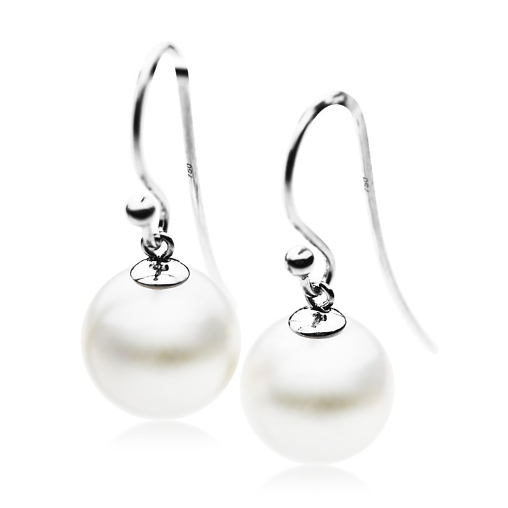 FE023 (AAA 11mm White Freshwater Cultured Pearl Earrings White Gold )