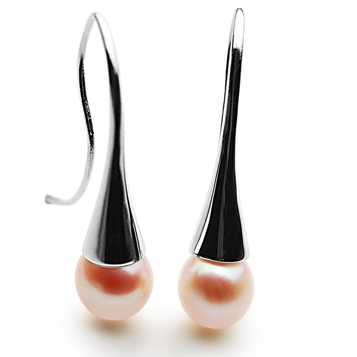 FES02c  (AAA 9-10mm Pink Freshwater Cultured Pearl Earrings )