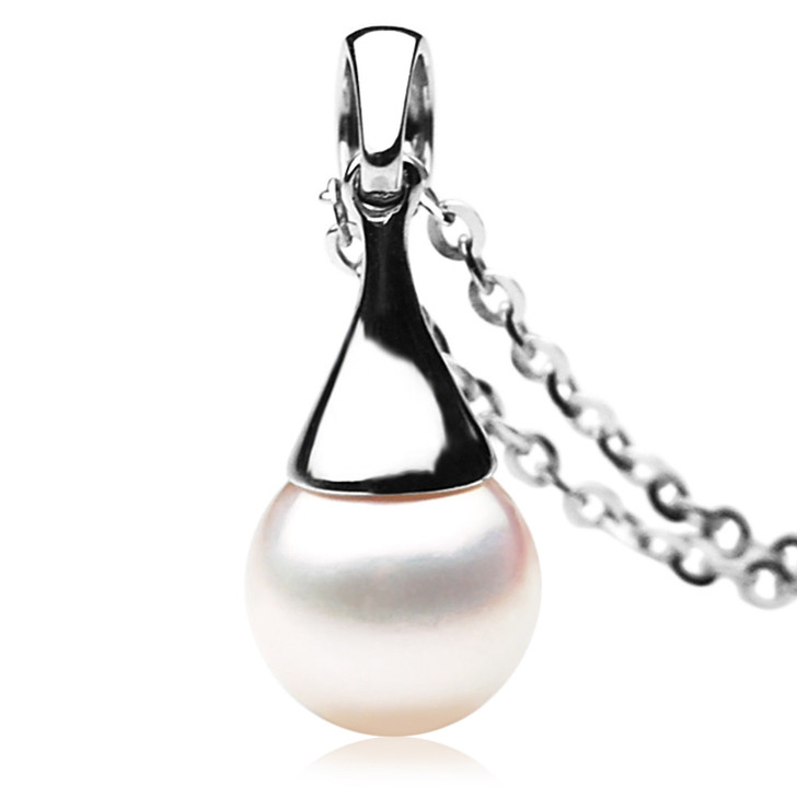 AP004a (AAA 8.5-9 mm Japanese Akoya Saltwater Pearl Pendant In White Gold)