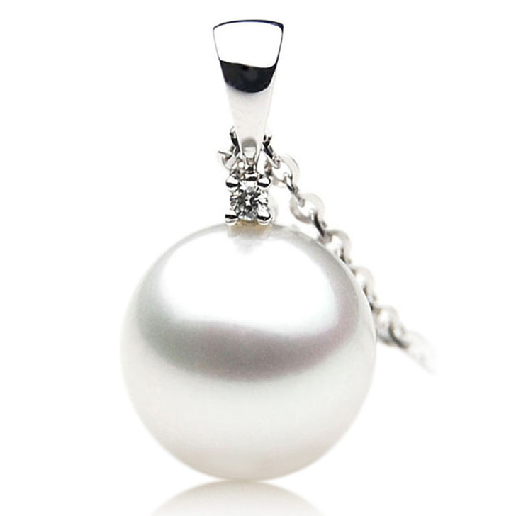 SP059 (AAA 13mm Australian South Sea pearl Pendant  Diamonds 18k White Gold )