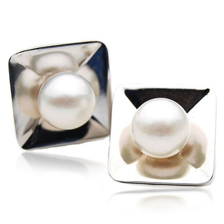 SE111  (AA 11mm Australian South Sea Pearl Earrings in Heavy Silver)