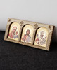 Stickable Orthodox Triple Holy Icon Theotokos Pantocrator Jesus St. Nicholas Frame Display Wood Ornament