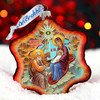 One-of-a-Kind Orthodox Nativity Snowflake Glass Ornament by G. Debrekht - Nativity Holiday Decor - 754-048