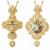 ZD019+ZD020 Classic Europe Gold Greek Orthodox Pectoral Cross and Panagia Necklace of Religious Gift for Church Priest Bishop
