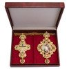 ZD019+ZD020 Classic Europe Gold Greek Orthodox Pectoral Cross and Panagia Necklace of Religious Gift for Church Priest Bishop
