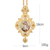 ZD019+ZD020 Classic Europe Gold Greek Orthodox Pectoral Cross and Panagia Necklace of Religious Gift for Church Priest Bishop