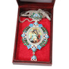 Sliver Plated Orthodox Greek Pectoral Cross Necklace With Various Enamel Colors of Excellent Bishop's Spiritual Gift