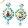 Sliver Plated Orthodox Greek Pectoral Cross Necklace With Various Enamel Colors of Excellent Bishop's Spiritual Gift