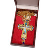 Gold Plated Greek Style Orthodox Church Pectoral Cross Necklace for Bishop Priest with Jesus Crucifix Image