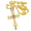 Orthodox Bishop Pectoral Cross Necklace with Customize Holy Jesus Crucifix Pendant Gold Plated Strand Chain for Priests