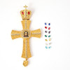 Orthodox Bishop Pectoral Cross Necklace with Customize Holy Jesus Crucifix Pendant Gold Plated Strand Chain for Priests