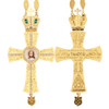 Orthodox Bishop Pectoral Cross Necklace with Customize Holy Jesus Crucifix Pendant Gold Plated Strand Chain for Priests