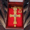 Orthodox Bishop Pectoral Cross Necklace with Customize Holy Jesus Crucifix Pendant Gold Plated Strand Chain for Priests