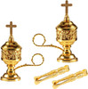 2PCS Gold-Finish Bakhoor Incense Burner with Tong for Charcoal and Resin