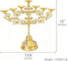 Orthodox 7-Branch Candle Holder, Gold Plated Zinc Alloy Church Candelabra with Cross and Enamel Details, 12" Liturgical Altar Candlestick for Religious Rituals