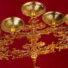 Orthodox 7-Branch Candle Holder, Gold Plated Zinc Alloy Church Candelabra with Cross and Enamel Details, 12" Liturgical Altar Candlestick for Religious Rituals