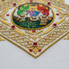 Handmade Gold Embroidered Religious Icon Patch with Beads for Sacred Vestments and Church Decorations