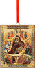 Needzo Nativity of Christ Christmas Ornament Wooden 2 Sided Orthodox Icon Gold Foil 3 1/16 Inch, Christmas Decoration Gift for Kids and Adults