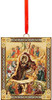 Needzo Nativity of Christ Christmas Ornament Wooden 2 Sided Orthodox Icon Gold Foil 3 1/16 Inch, Christmas Decoration Gift for Kids and Adults