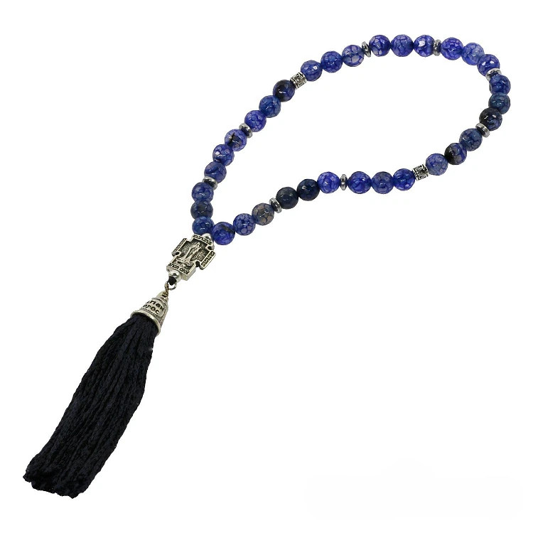 Prayer Rope with 33 Blue Agate Beads - Orthodox Marketplace