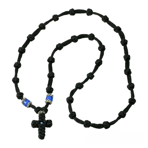 Black Prayer Rope Necklace with 33 Knots
