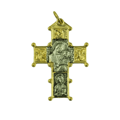 Silver Cross with Virgin Mary, Jesus and Angels
