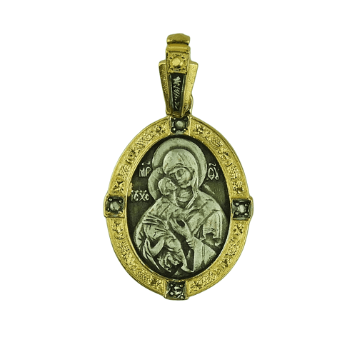 Virgin Mary Glikofilousa Silver Pendant