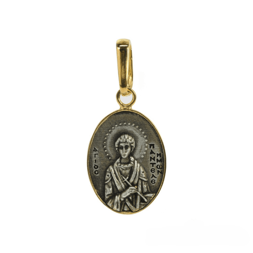 Saint Panteleimon Silver Pendant