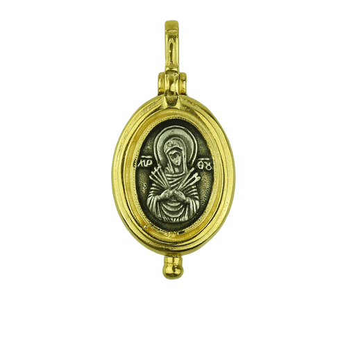 Pendant - Silver Reliquary "Our Lady of Sorrows with Seven Swords"