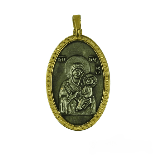 Theotokos Gorgoepikoos Silver Pendant